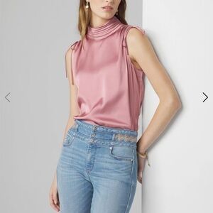 White House Black Market Pink Sleeveless High Low Blouse